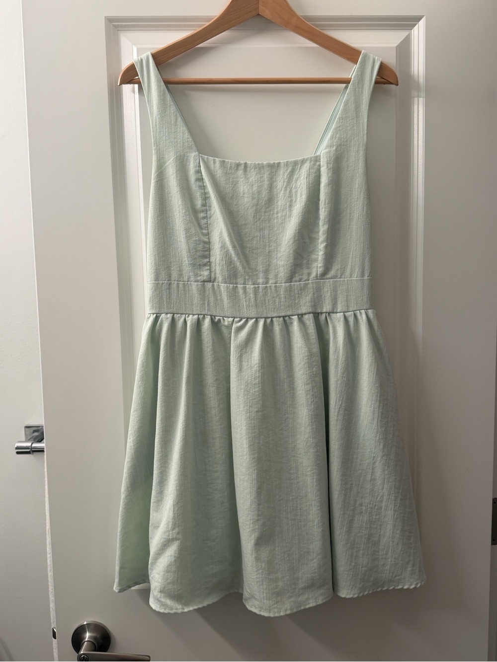 Blue Rain Mint Green Square-Neck Mini Dress with pockets